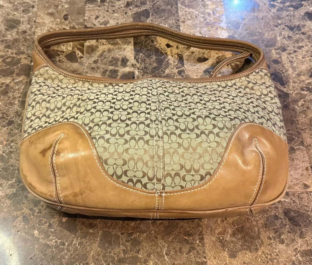 Coach Soho Signature Monogram Canvas Hobo Shoulder Bag
